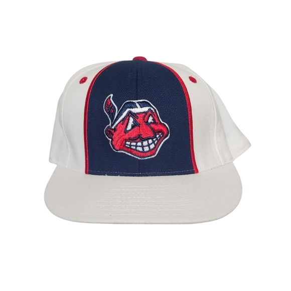Cleveland Indians Embroidered Chief wahoo logo Mitchell ness baseball hat - Picture 1 of 9